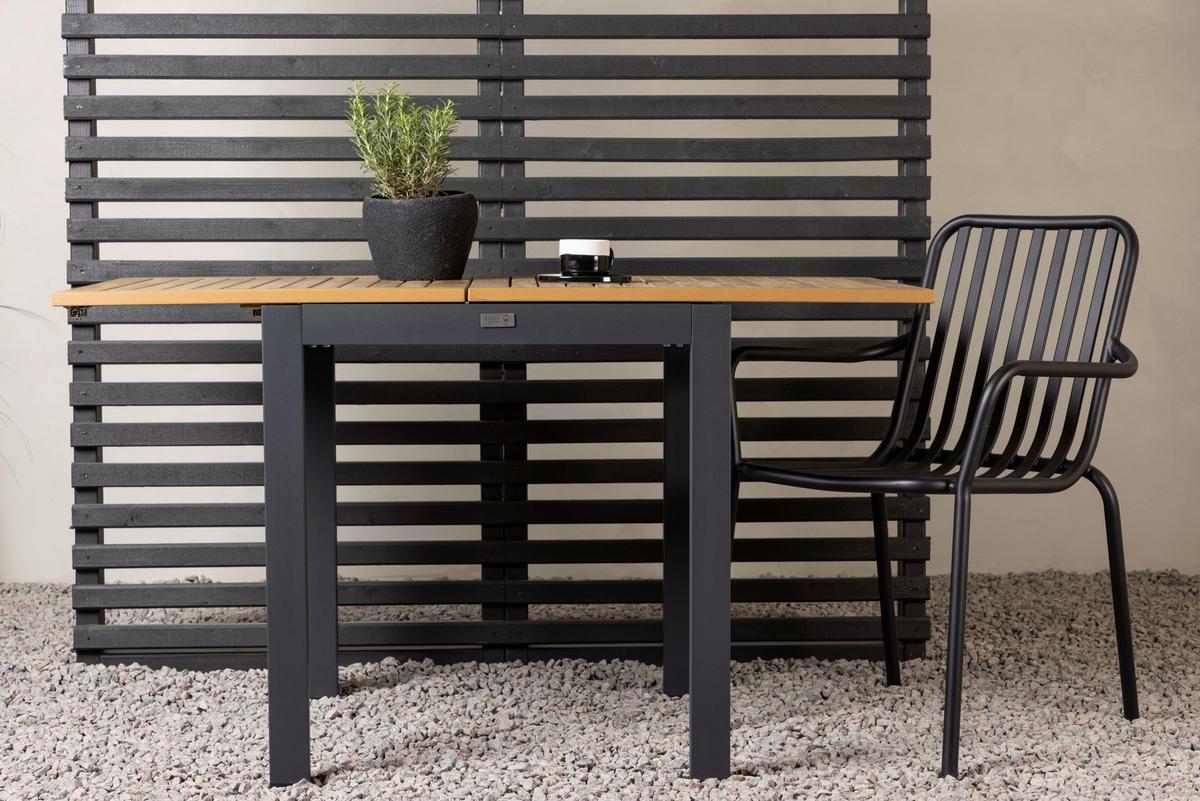 Balkontisch Diego klappbar ca. 70x70 cm Holz/Schwarz - Schwarz/Braun, KONVENTIONELL, Holz/Metall (70/70/75cm) - Gardenson
