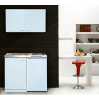 Miniküche Weiß m. Spüle Koch feld Kühlschrank B: ca. 100 cm - Weiß, MODERN, Holzwerkstoff/Kunststoff (100cm) - Respekta