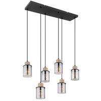 Lampă Suspendată Reid - maro închis/negru, Design, plastic/sticlă (62/18/120cm) - Globo