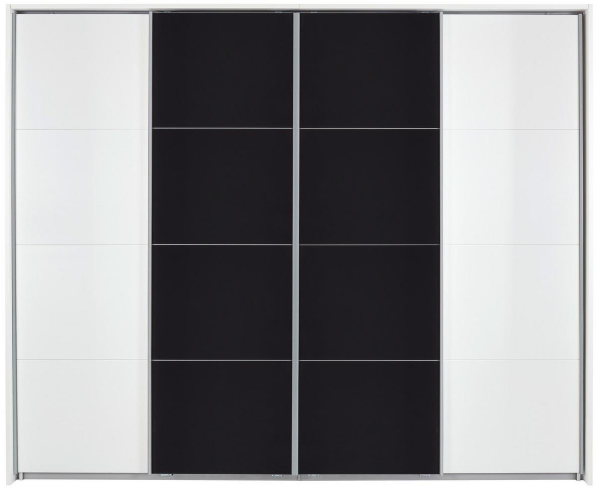 Dulap cu uși glisante BENSHEIM 361/230 - alb/gri închis, Modern, sticlă/material pe bază de lemn (361/230/62cm) - James Wood