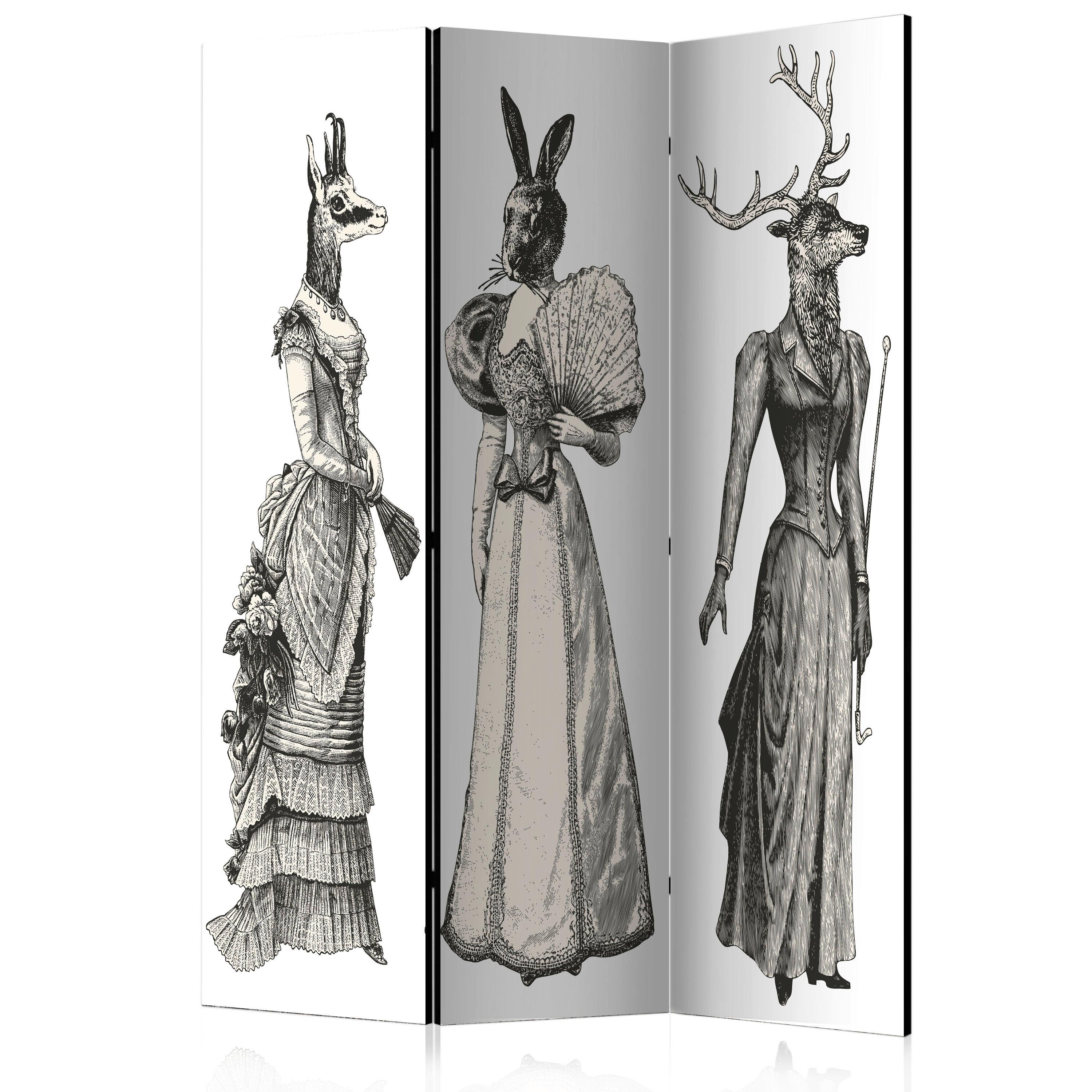 Paravan Chic Zoo, 3-Delni, Akustičen - siva/bela, Basics, umetna masa/tekstil (135/172/3cm) - artgeist