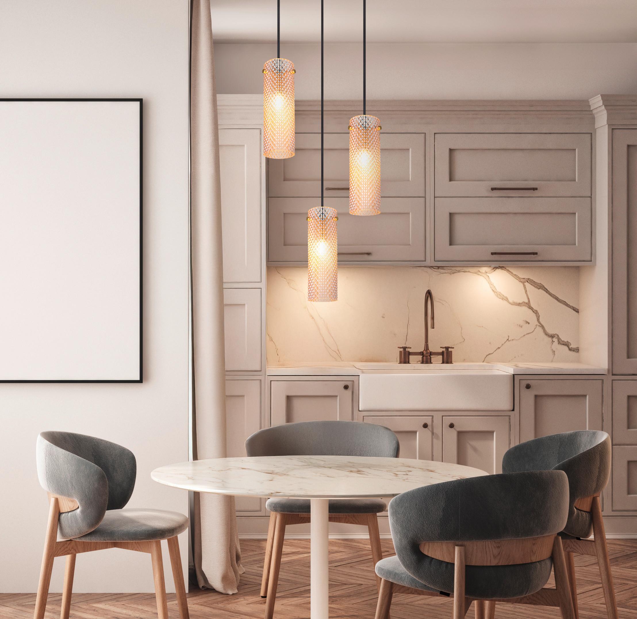 HÄNGELEUCHTE 15775-3HR  KAROLO - Goldfarben/Schwarz, Konventionell, Glas/Textil (35/120cm) - Globo