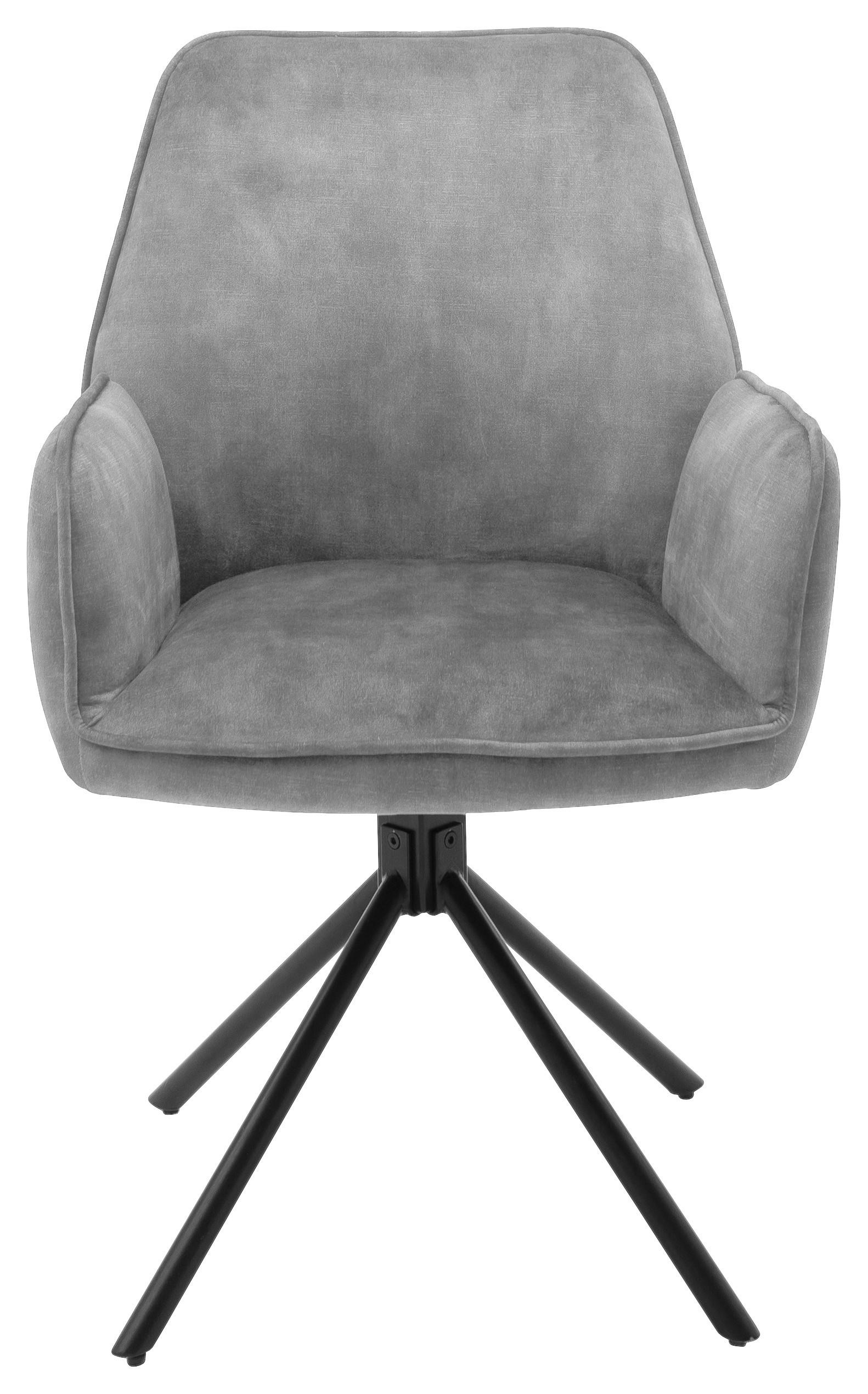 Armlehnstuhl Ottawa Grau/Schwarz - Schwarz/Grau, MODERN, Textil/Metall (60/89/64cm) - Premium Living