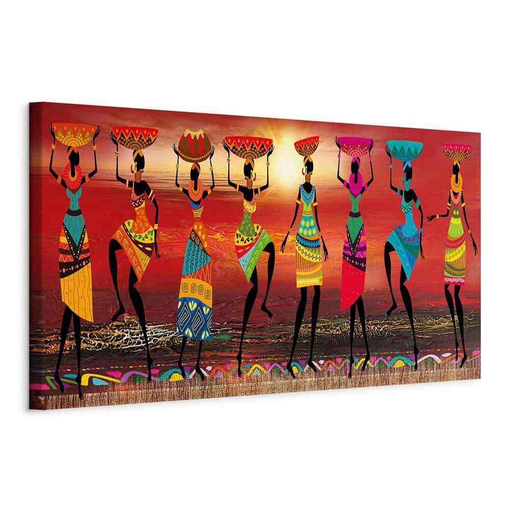 Slika Na Platnu African Women Dancing - večbarvno, Basics, tekstil/les (120/40/1,2cm) - artgeist