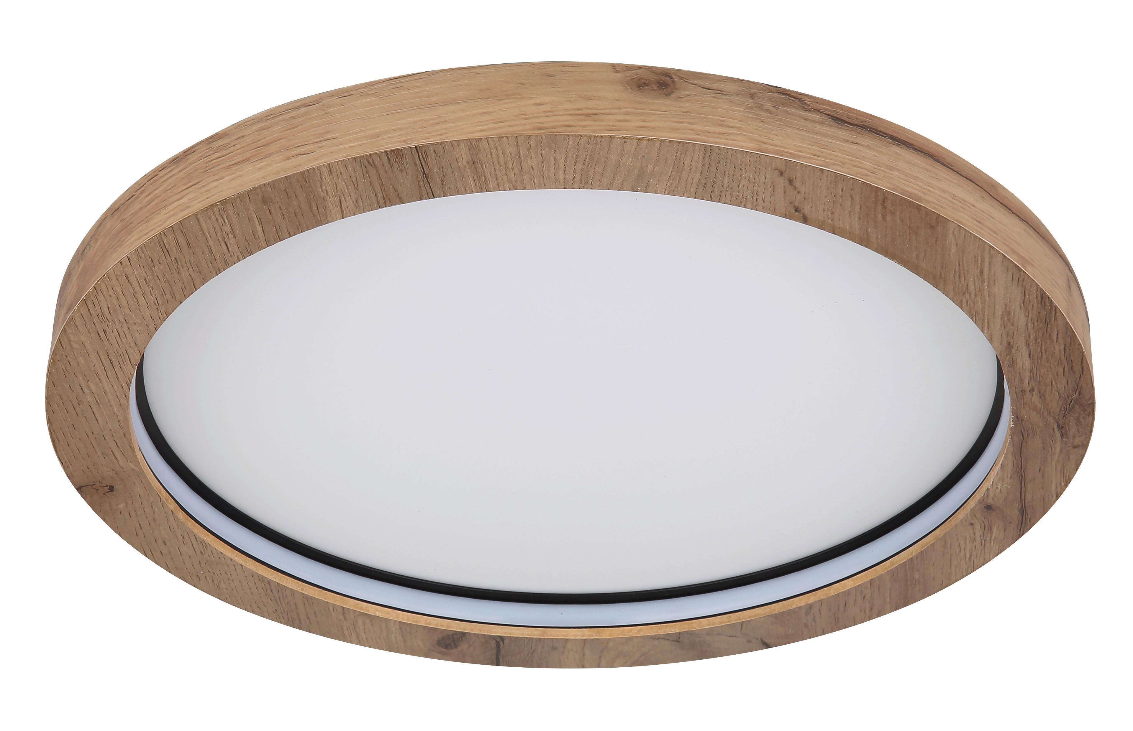 LED-Deckenleuchte Branza Schwarz/Dunkelbraun max. 24 W - Dunkelbraun/Opal, Natur, Holzwerkstoff/Kunststoff (40/6,5cm) - Globo