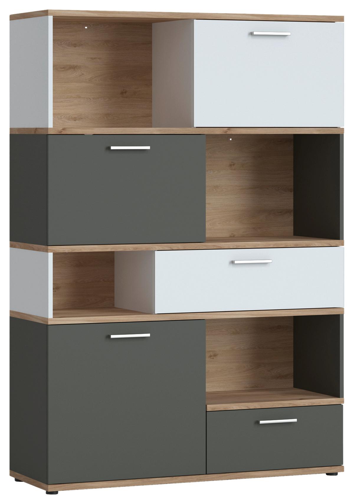 Polica Twenty - bijela/boje grafita, Moderno, drvni materijal/plastika (115/168/40cm) - Modern Living