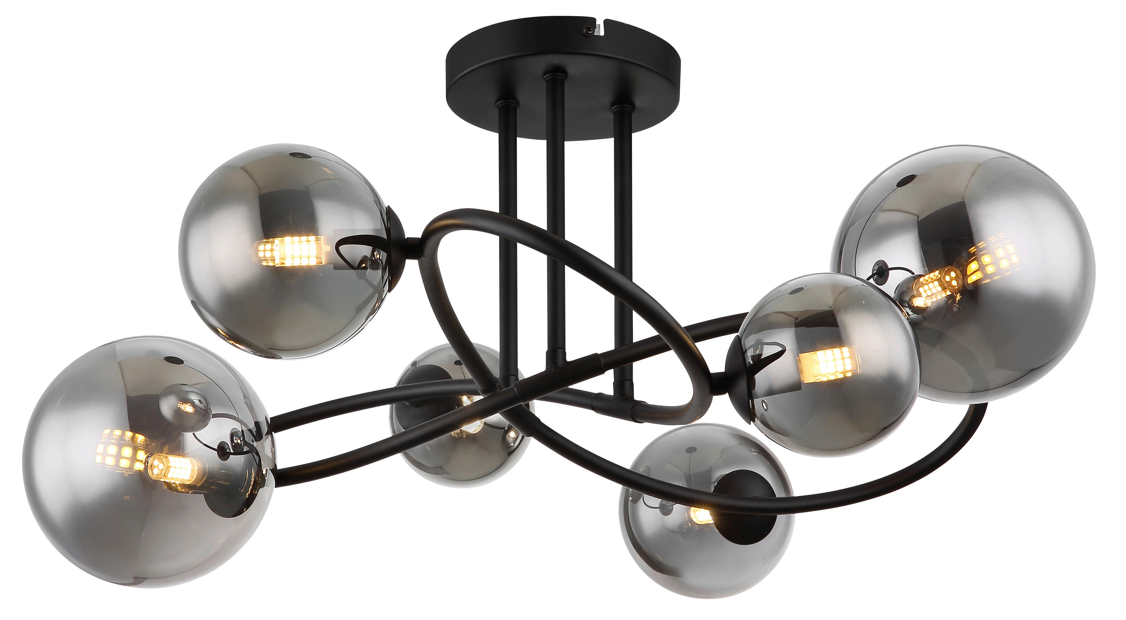 LED-Deckenleuchte Riha Schwarz max. 3,5 Watt - Schwarz, Design, Glas/Metall (62/59/35cm) - Globo