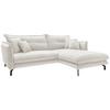 Ecksofa Lava Weiß Velours - Creme/Schwarz, Design, Textil/Metall (255/180cm) - Livetastic