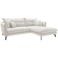 Ecksofa Lava Weiß Velours - Creme/Schwarz, Design, Textil/Metall (255/180cm) - Livetastic