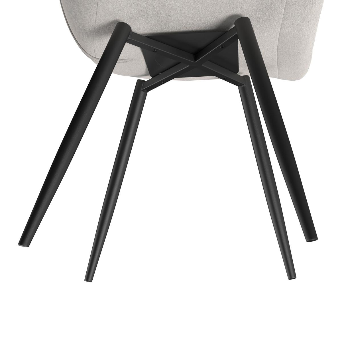 Stuhl Suri Hellgrau Chenille Drehbar Gepolstert - Hellgrau/Schwarz, MODERN, Holz/Textil (46/88/62cm) - Bessagi Home