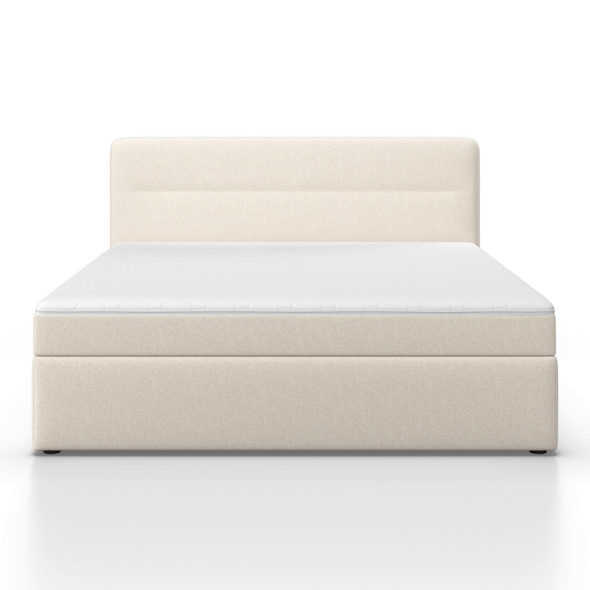 Pat boxspring bej Marco cca 160x200 cm bej cu topper - crem, Modern, lemn/textil (160/200cm) - Bessagi
