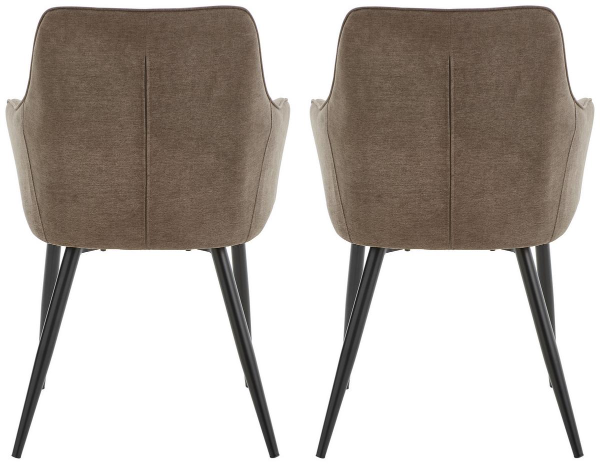 ZESTAW KRZESEŁ Z PODŁOKIETNIK. ERNA - czarny/brązowy, Konventionell, metal/tkanina (59/88,5/60,5cm) - Livetastic