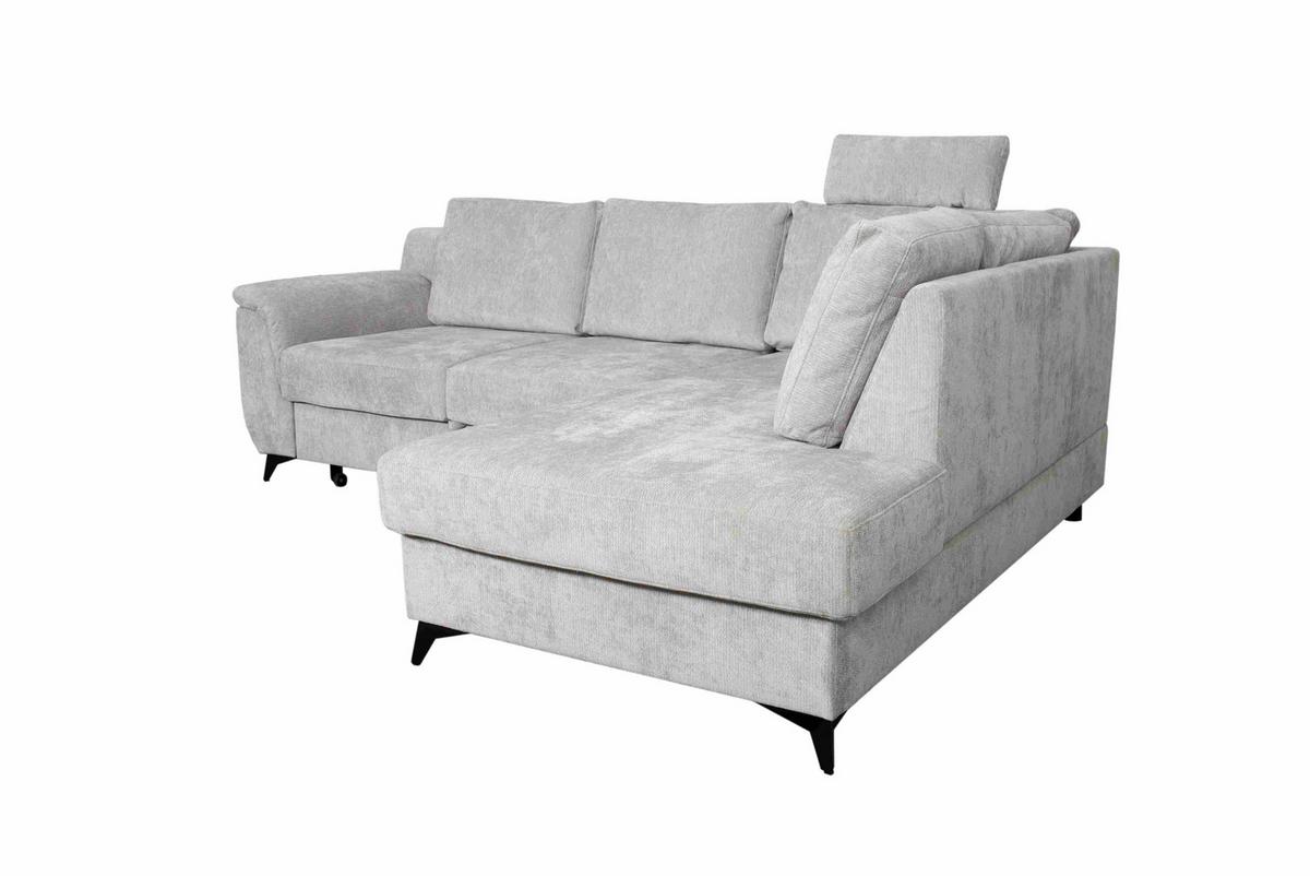 Sarokkanapé Salamina - világosszürke, Konventionell, faalapú anyag/textil (250/87/188cm)