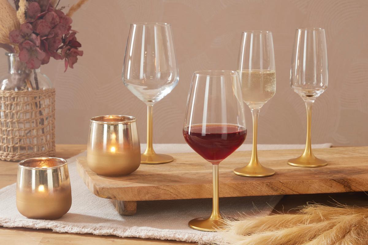 Borospohár Leo - aranyszínű, Romantik / Landhaus, Üveg (6,4/22cm) - Modern Living