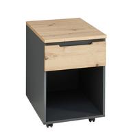 Rollcontainer Memphis in Eiche Artisan/Graphitfarben - Graphitfarben/Eiche Artisan, MODERN, Holzwerkstoff (45/66/55cm) - Premium Living