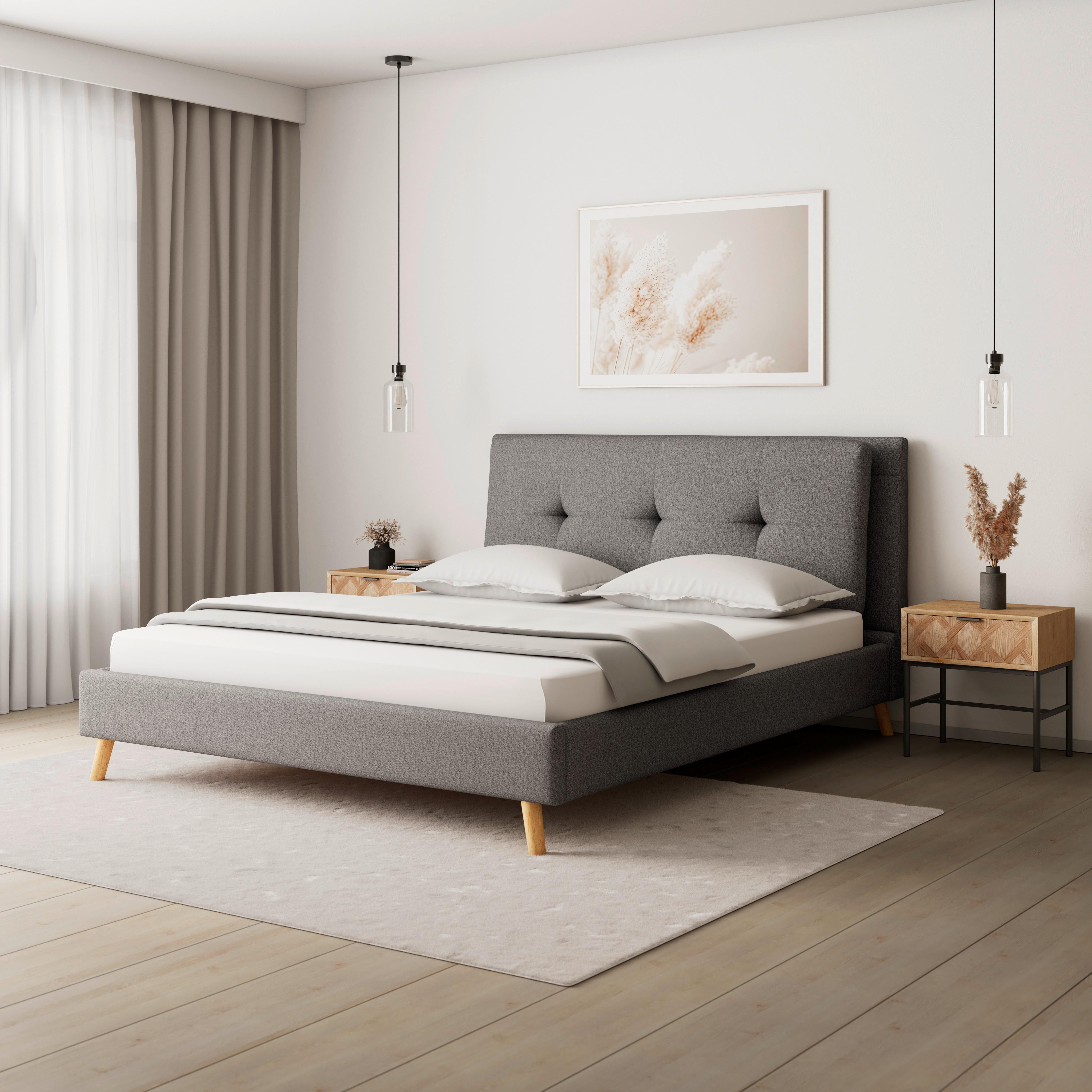 Polsterbett Camilla ca. 180x200 cm Grau - Naturfarben/Grau, MODERN, Holz/Textil (180/200cm) - Bessagi Home