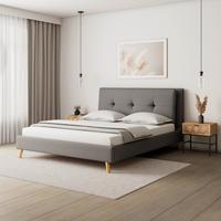 Polsterbett Camilla ca. 180x200 cm Grau - Naturfarben/Grau, MODERN, Holz/Textil (180/200cm) - Bessagi Home