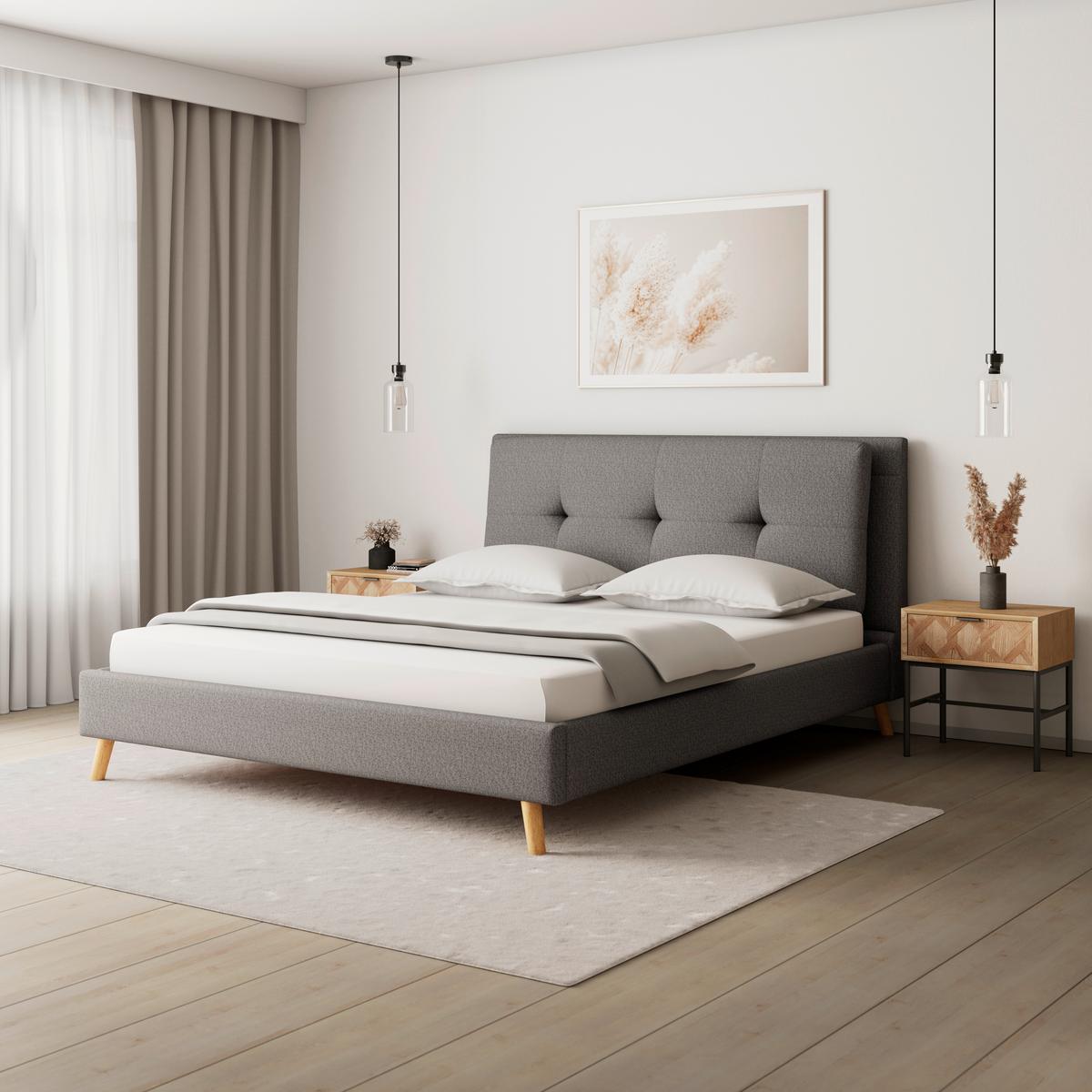 Polsterbett Camilla ca. 180x200 cm Grau - Naturfarben/Grau, MODERN, Holz/Textil (180/200cm) - Bessagi Home