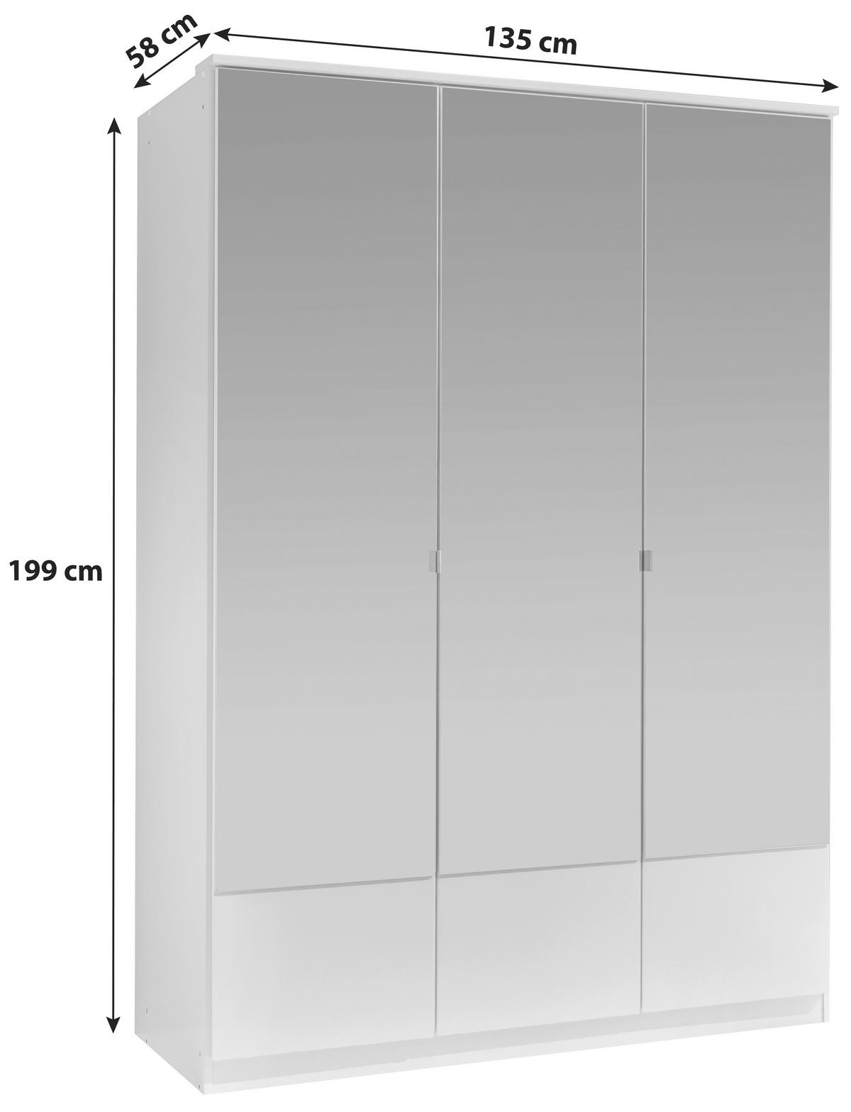 Ormar S Klasičnm Vratima Imago - bijela/boje aluminija, Konvencionalno, staklo/drvni materijal (135/199/58cm) - Modern Living