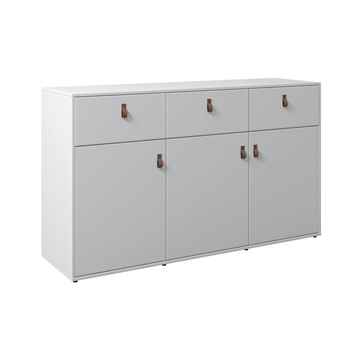 Sideboard Mick Weiß MDF - Schwarz/Braun, MODERN, Kunststoff/Textil (138/80/40cm) - Bessagi Home