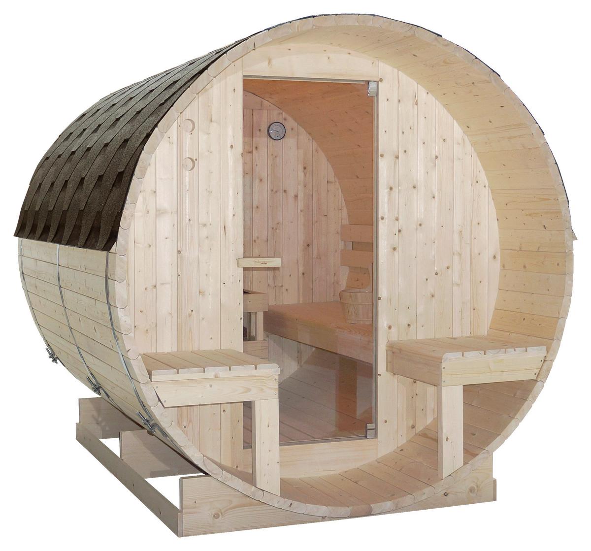Szaunahordó Bergen - lucfenyőszínű, Konventionell, üveg/fa (194,8/220/191,5cm) - Sanotechnik