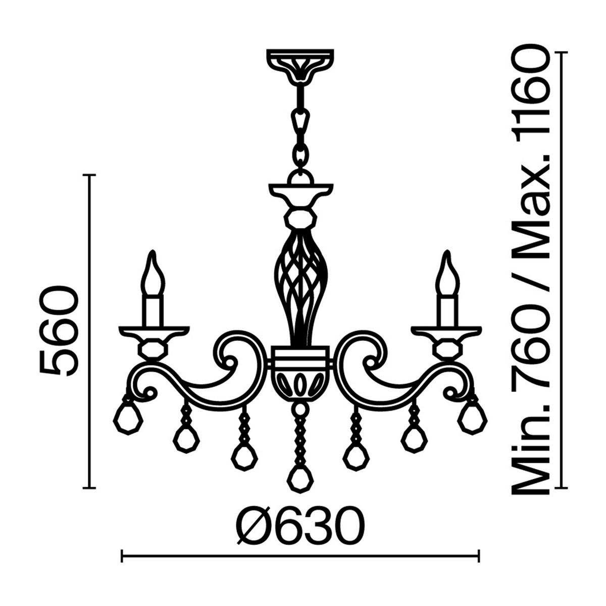 Kronleuchte Grace Messingfarben max. 60 Watt - Messingfarben, Trend, Glas/Metall (63/56/63cm) - MAYTONI