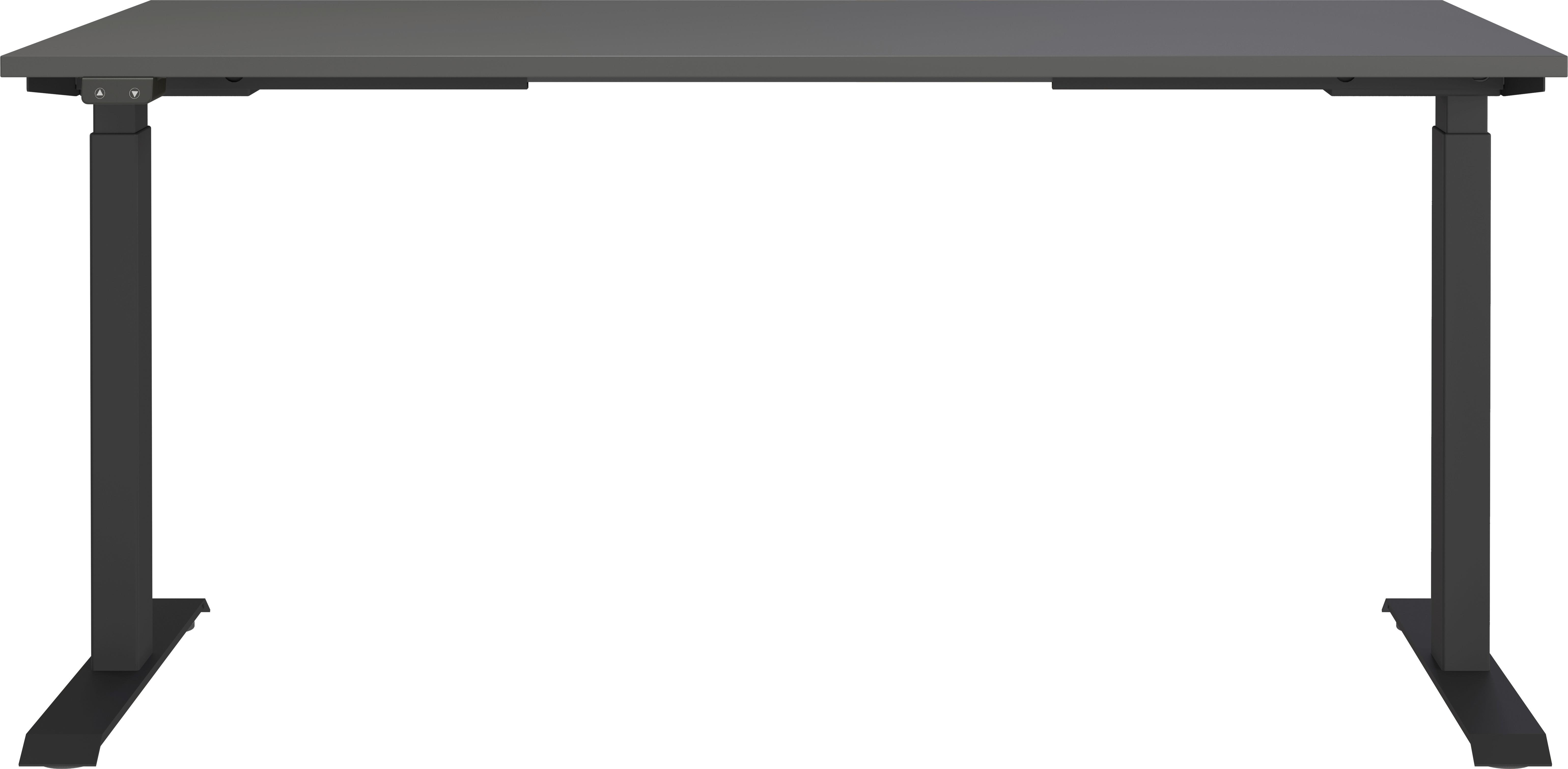 Schreibtisch Ribera in Graphitfarben/Schwarz - Graphitfarben/Schwarz, MODERN, Holzwerkstoff/Metall (160/80/72-120cm) - Premium Living