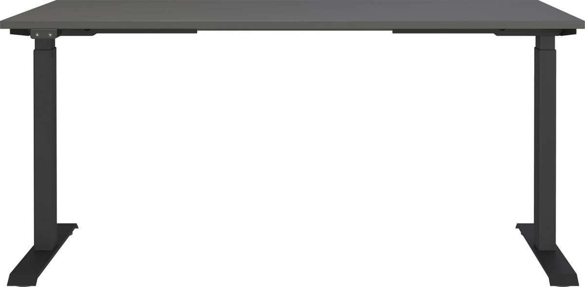 bureau in Graphitfarben/Schwarz - couleur graphite/noir, Modern, métal/matériau de bois (160/80/72-120cm) - Premium Living