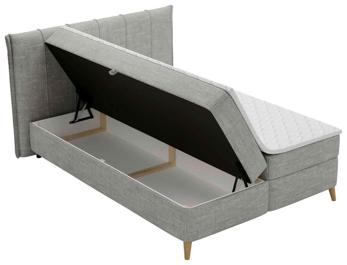 Boxbett Veloria Grau ca. 140x200cm - Schwarz/Grau, KONVENTIONELL, Textil/Metall (140/200cm) - Based