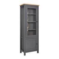 Vitrine "Claudio" dunkelgrau/eiche - Dunkelgrau/Graphitfarben, Modern, Glas/Holz (71/203/44cm) - Bessagi Home