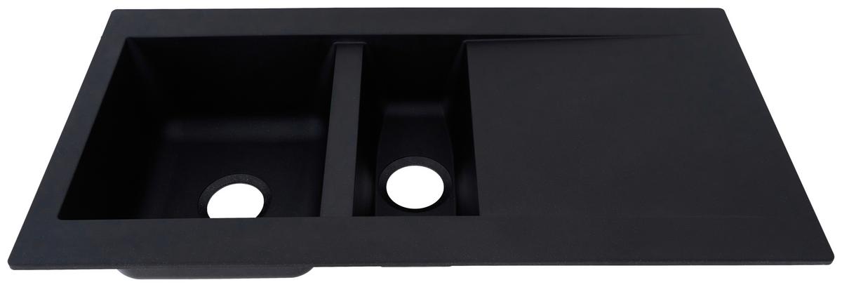 Einbauspüle Denver ca. 100x20x50 cm Schwarz - Schwarz, Trend, Glas/Kunststoff (100/20/50cm) - Respekta