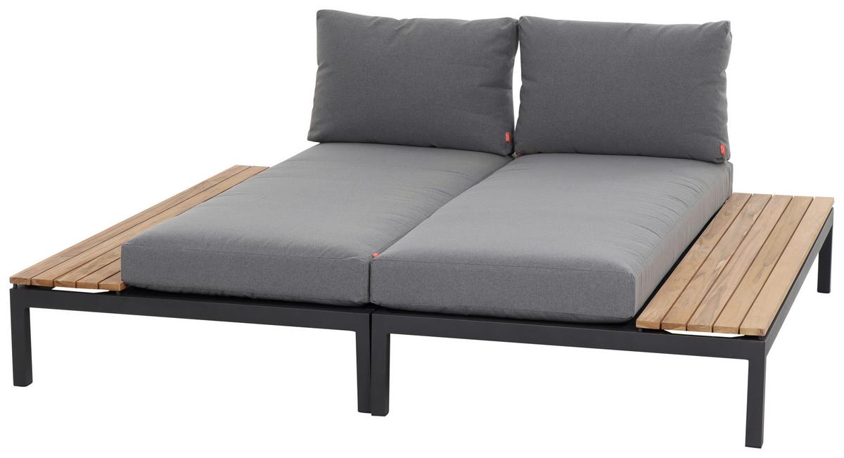 Modul-Loungegarnitur 2-tlg. Grau Teakholz - Anthrazit/Grau, KONVENTIONELL, Holz/Textil - Siena Garden