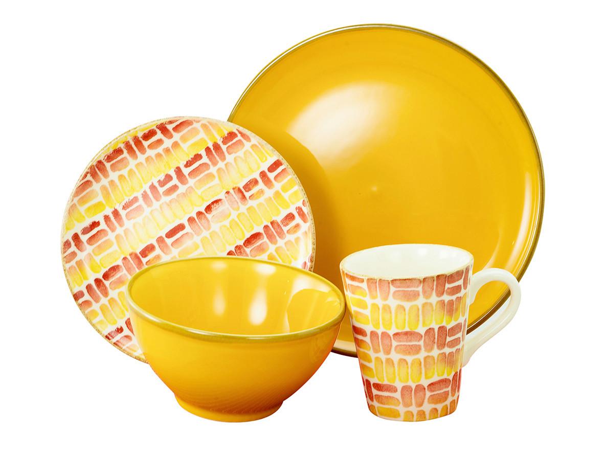 Kombinirani Servis Marbella, 16-Delni - rumena/rdeča, Trend, keramika - Creatable