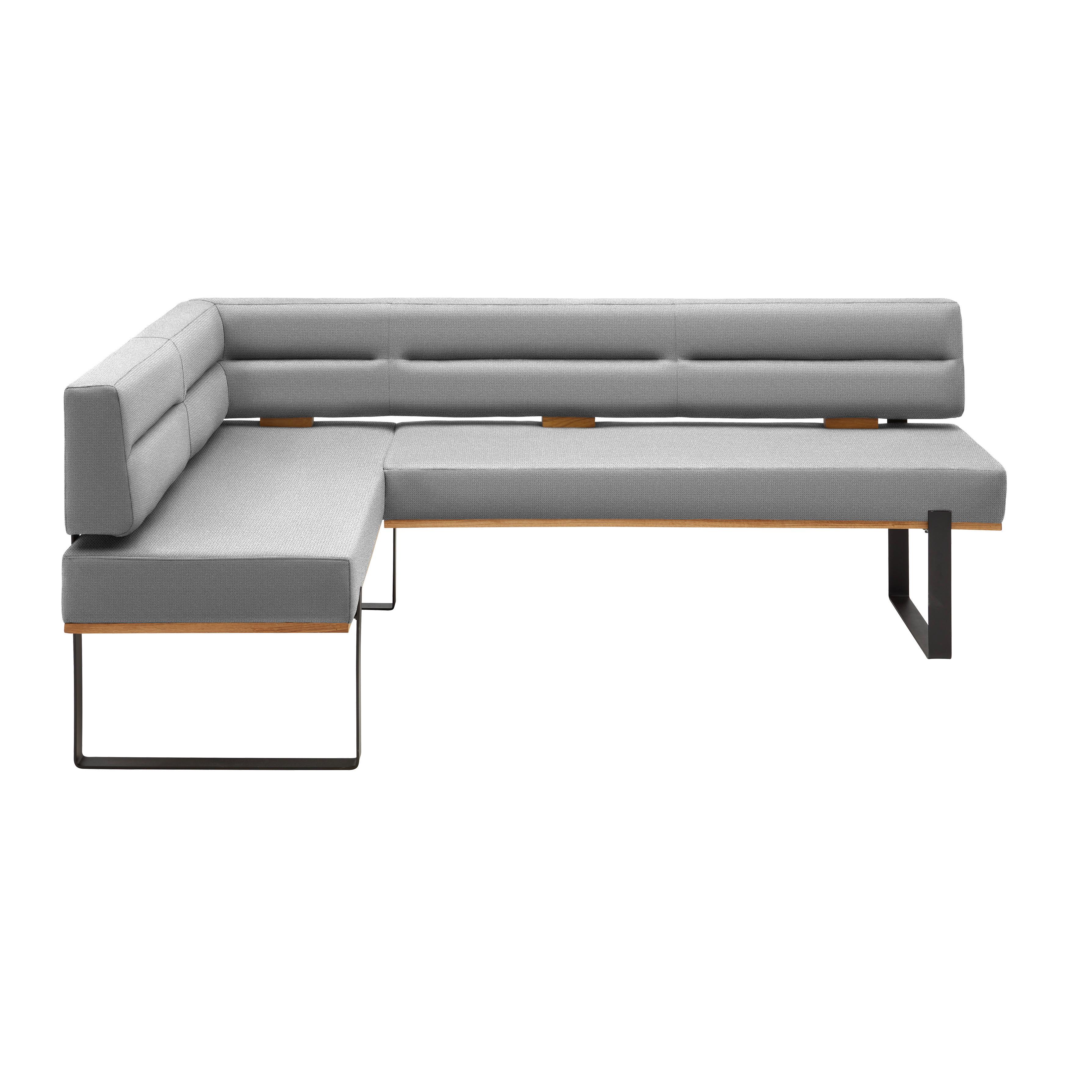 Eckbank Canon RE. in Silberfarben - Silberfarben/Schwarz, Konventionell, Holz/Textil (160/85/220cm) - Based