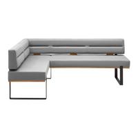Eckbank Canon RE. in Silberfarben - Silberfarben/Schwarz, KONVENTIONELL, Holz/Textil (160/85/220cm) - Based