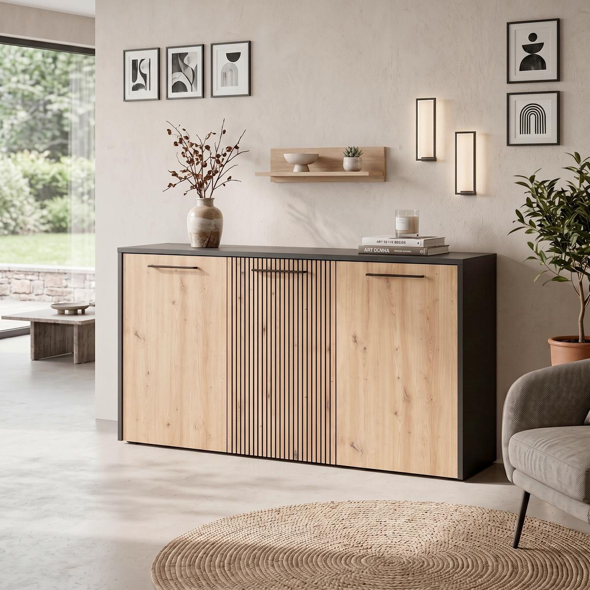 Comodă Louis - culoare lemn stejar/stejar Artisan, Trend, material pe bază de lemn (165/88/42cm) - Modern Living