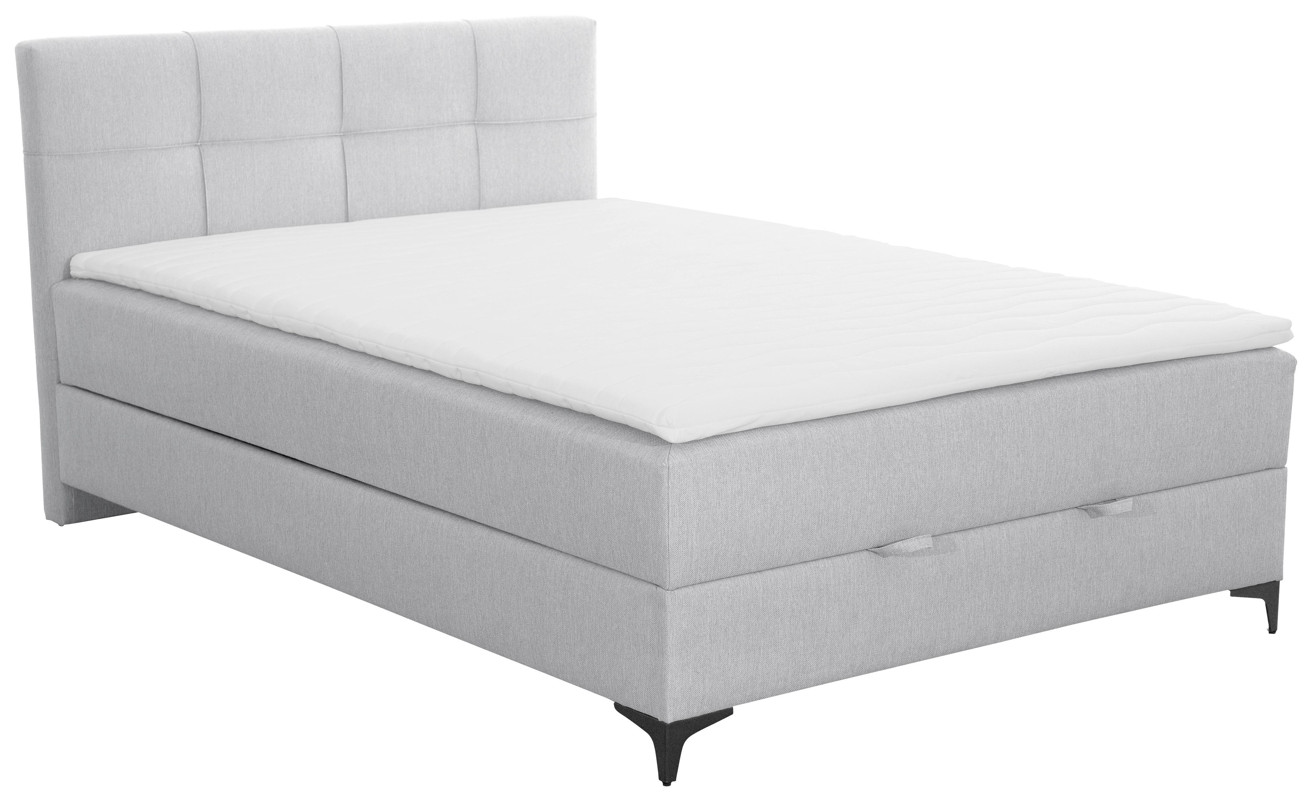 Box Krevet Freddie - svijetlo siva/crna, Konvencionalno, tekstil/metal (140/200cm)