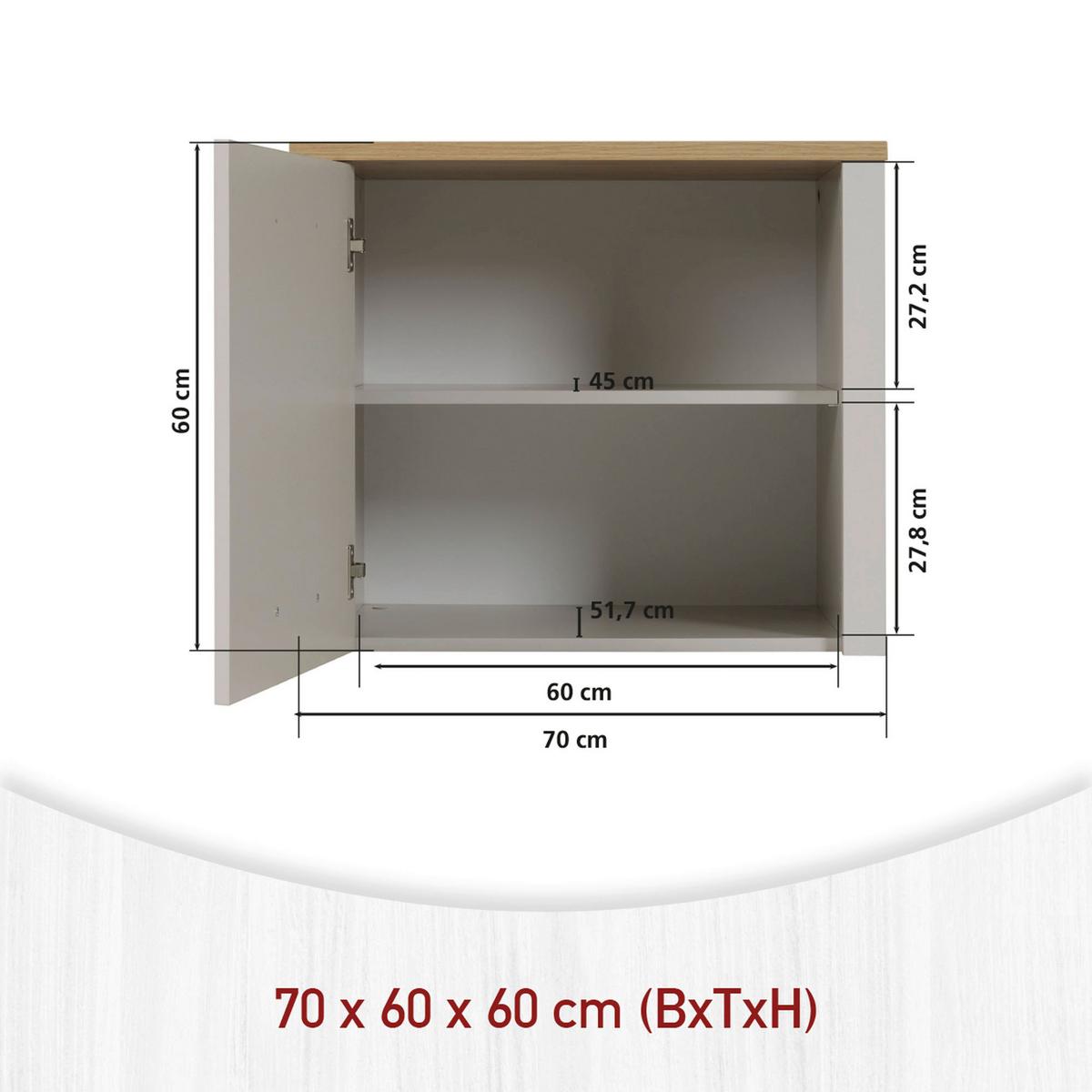 Aufsatzschrank Sardegna Kaschmir/Eiche - Kaschmir/Silberfarben, ROMANTIK / LANDHAUS, Holzwerkstoff/Metall (70/60/60cm) - home24