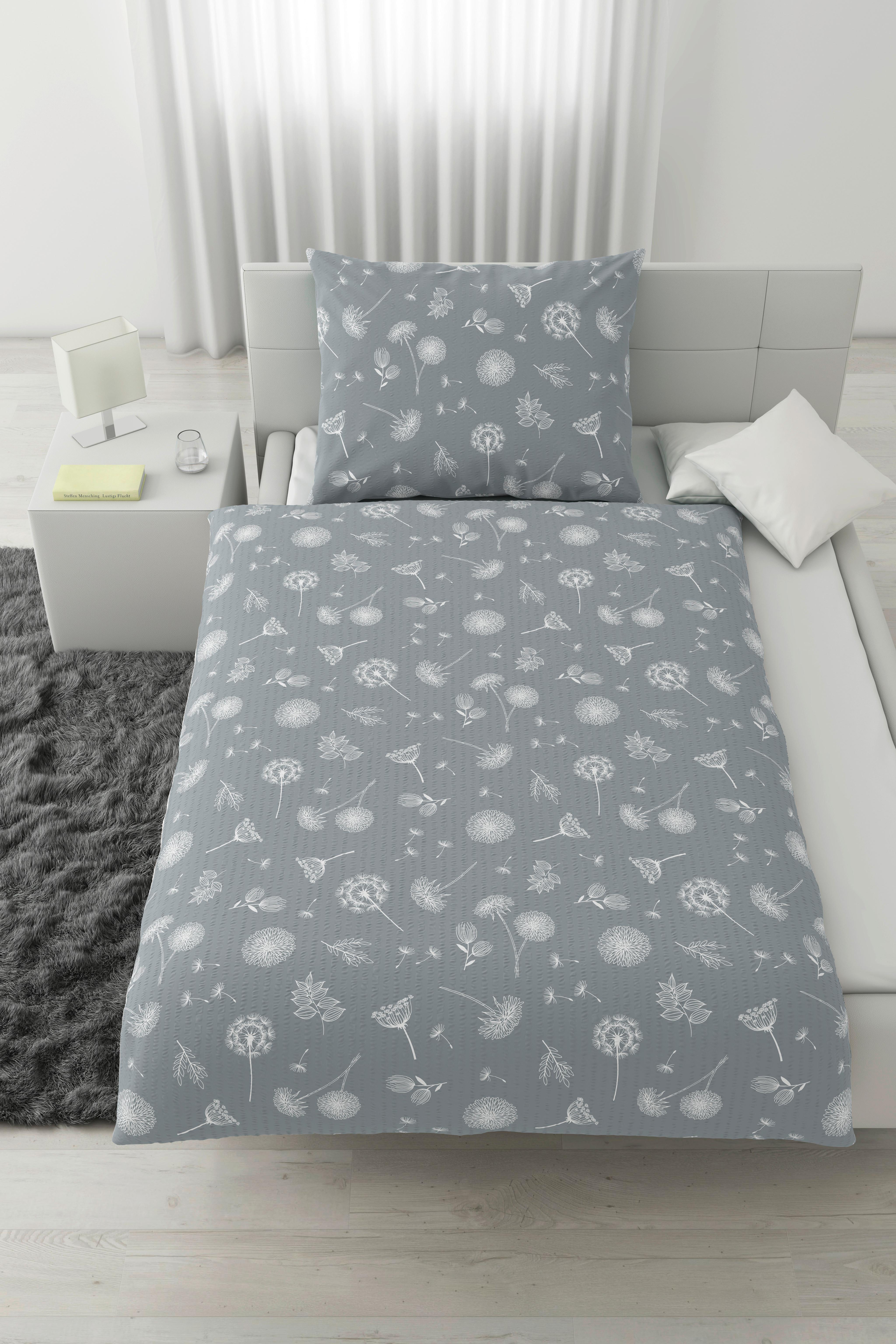 Lenjerie de pat Pusteblume cca. 140x200/50x70 cm - gri, Konventionell, textil (140/200cm) - Modern Living