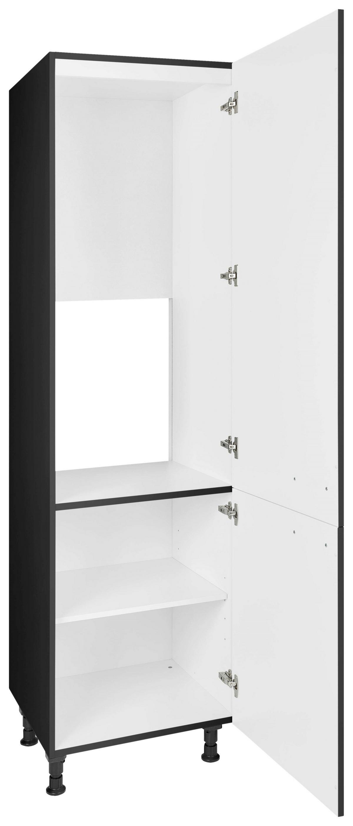 Geräteumbauschrank Touch Schwarz - Edelstahlfarben/Schwarz, MODERN, Holzwerkstoff/Metall (60/216,6/58cm) - Nobilia