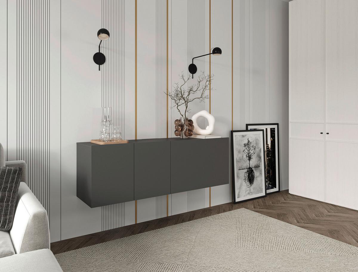 KOMODA NISKA NEWNIQ - antracytowy, Design, materiał drewnopochodny (150/50/42cm) - Hom`in