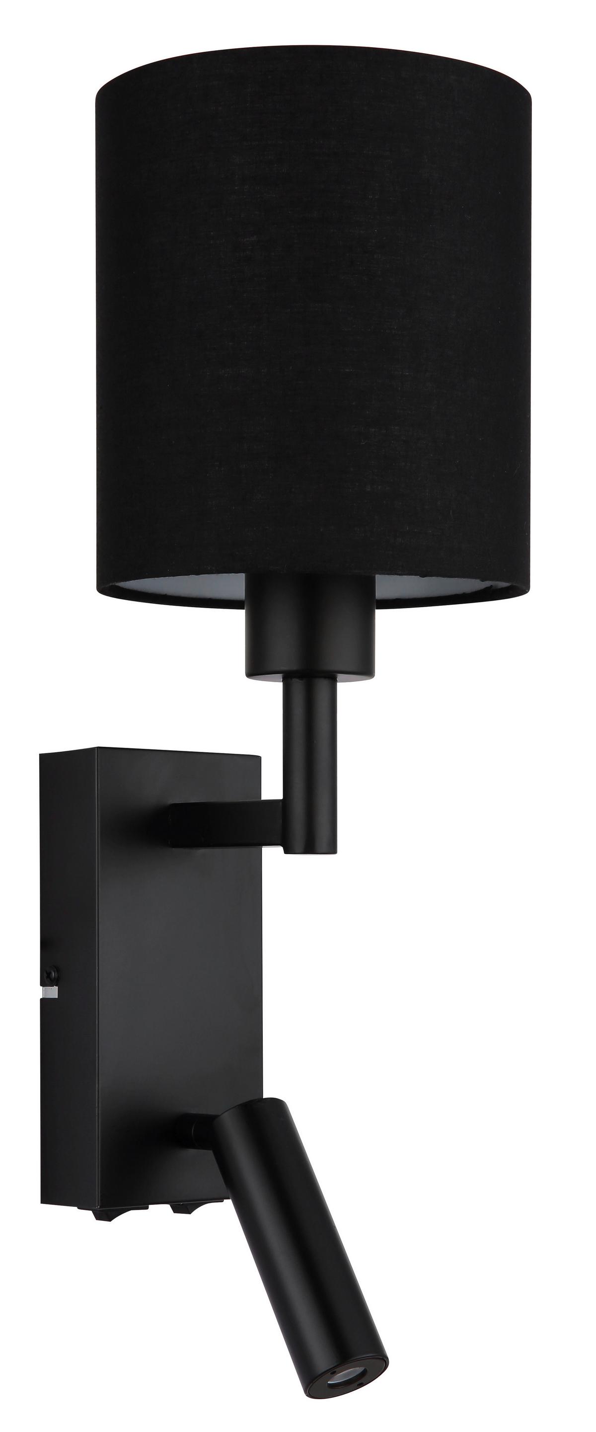 Led Zidna Svjetiljka Zamora - crna, Konvencionalno, metal/tekstil (15/45,5cm) - Globo