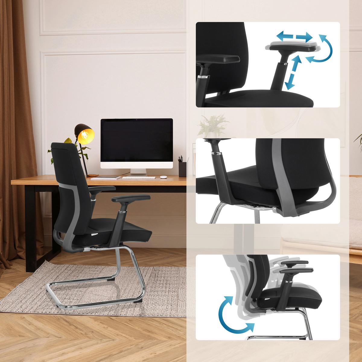 Konferenčni Stol Captivo Pro V, Črna - srebrne barve/črna, Moderno, kovina/tekstil (67cm) - MID.YOU