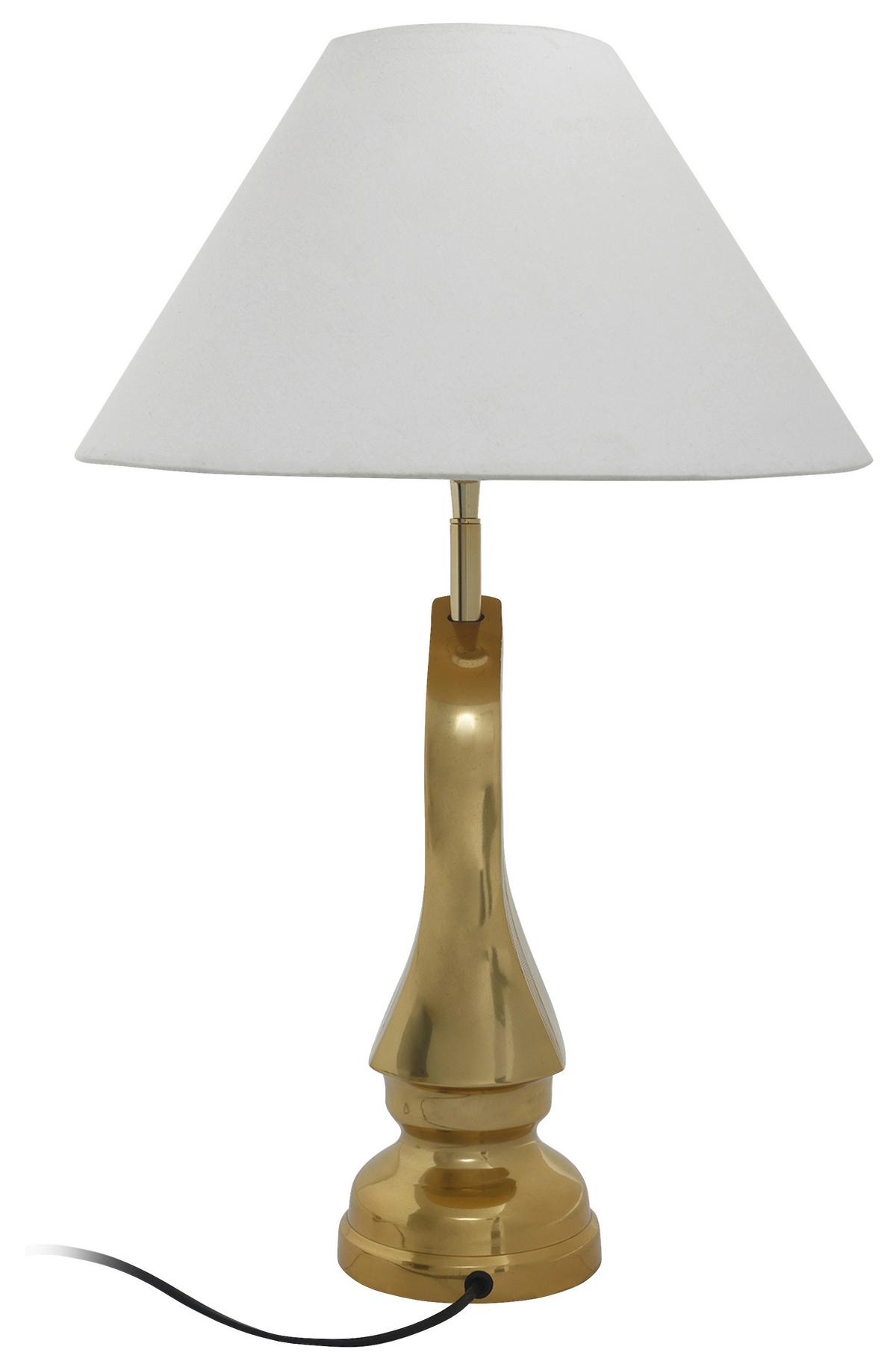 Tischleuchte Shah 100 Weiss - Weiss/Goldfarben, Basics, Textil/Metall (40/14/62cm) - Kayoom