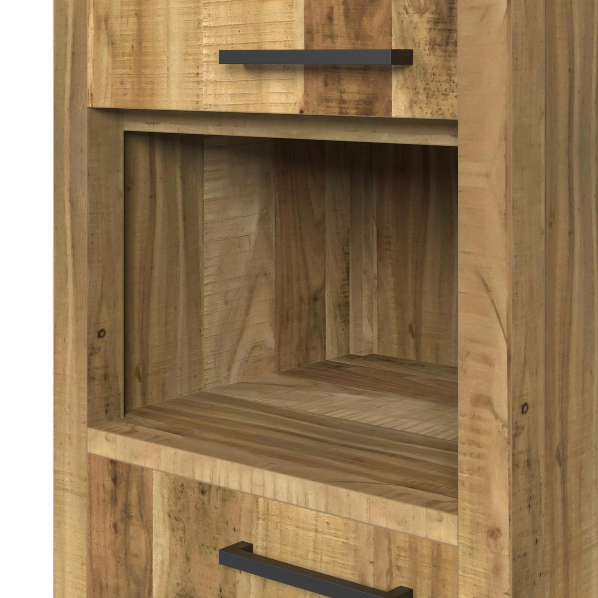 SZAFKA WYSOKA BENGALU - kolor akacjowy/czarny, Natur, metal/drewno (43/192/40cm) - Livetastic