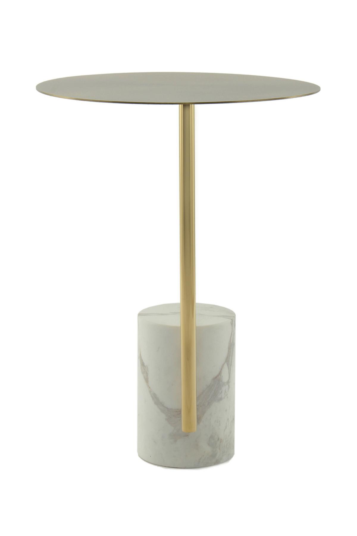 Beistelltisch Rocio 400 Weiss - Design, Stein/Metall (40/40/54cm) - Kayoom