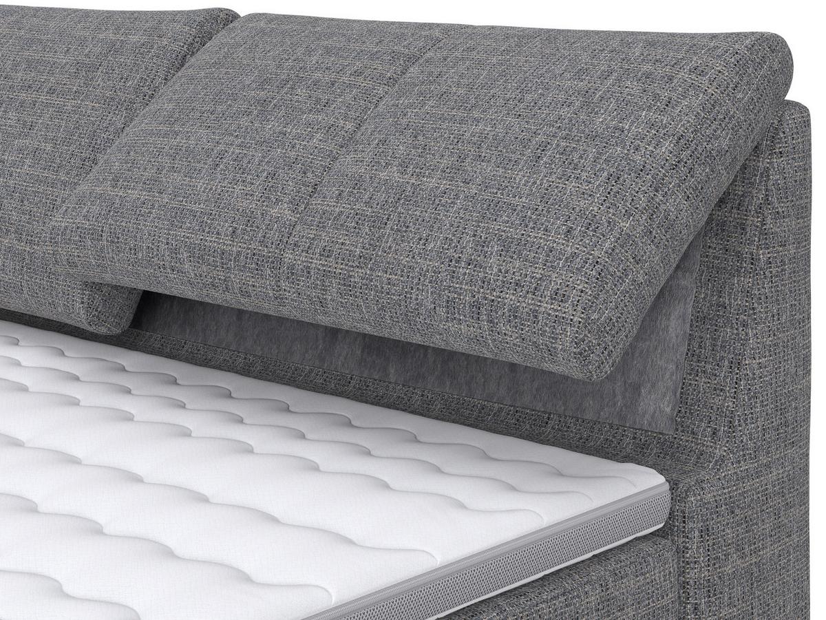 Boxspringbett Tabea Grau ca. 180x200cm - Alufarben/Grau, KONVENTIONELL, Karton/Naturmaterialien (180/200cm) - Premium Living