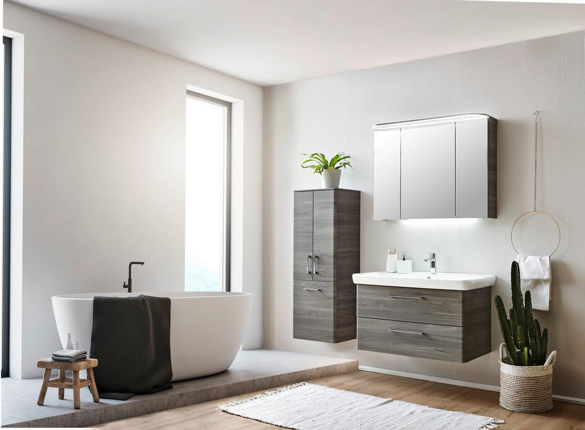 SZAFKA ŚREDNIA PRAG - szary/kolor chromowy, Konventionell, materiał drewnopochodny/metal (45/121,2/33cm) - Sadena