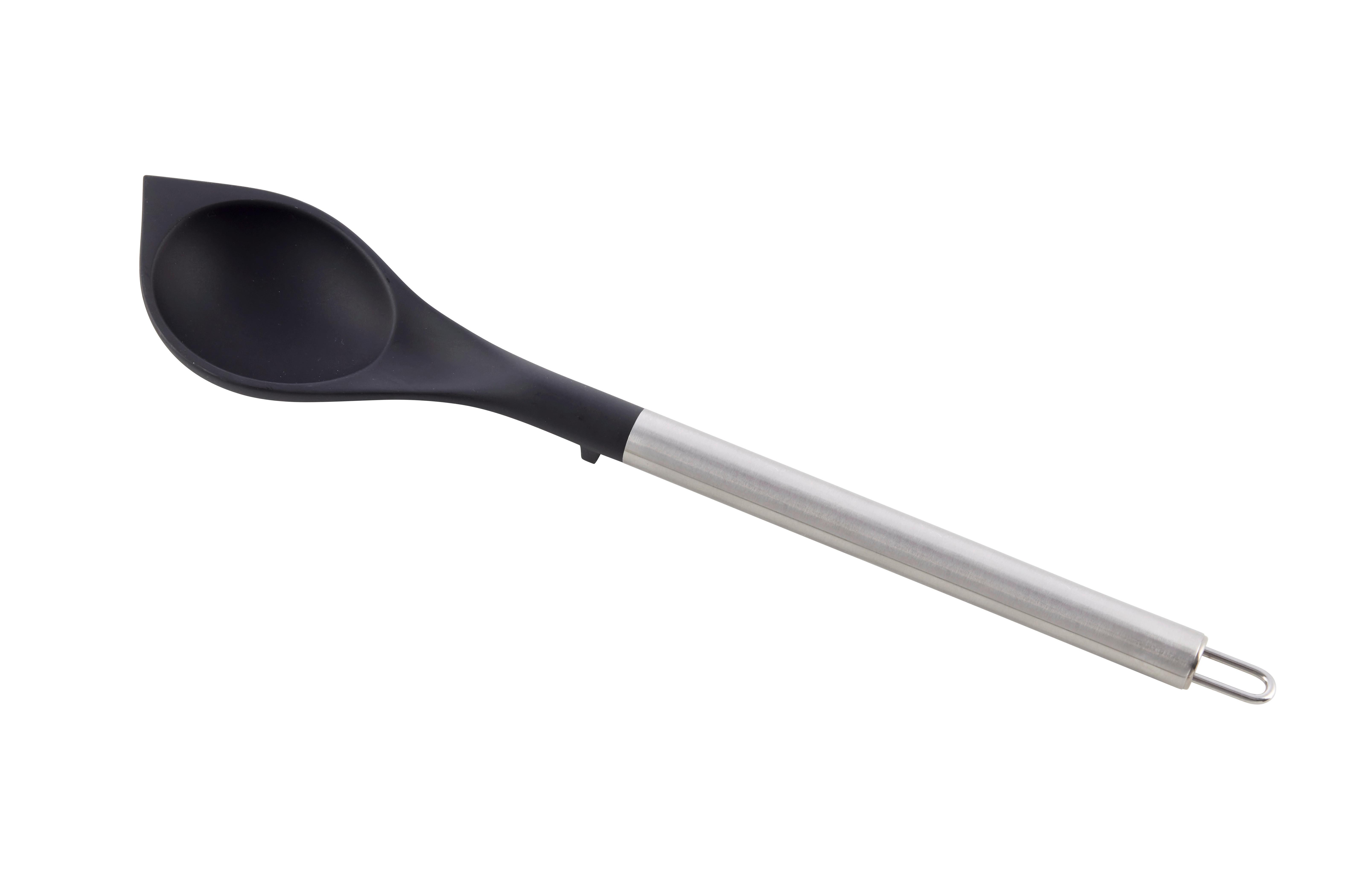 Kochlöffel Luca Schwarz/Silberfarben - Silberfarben/Schwarz, KONVENTIONELL, Kunststoff/Metall (6/35cm) - Mömax