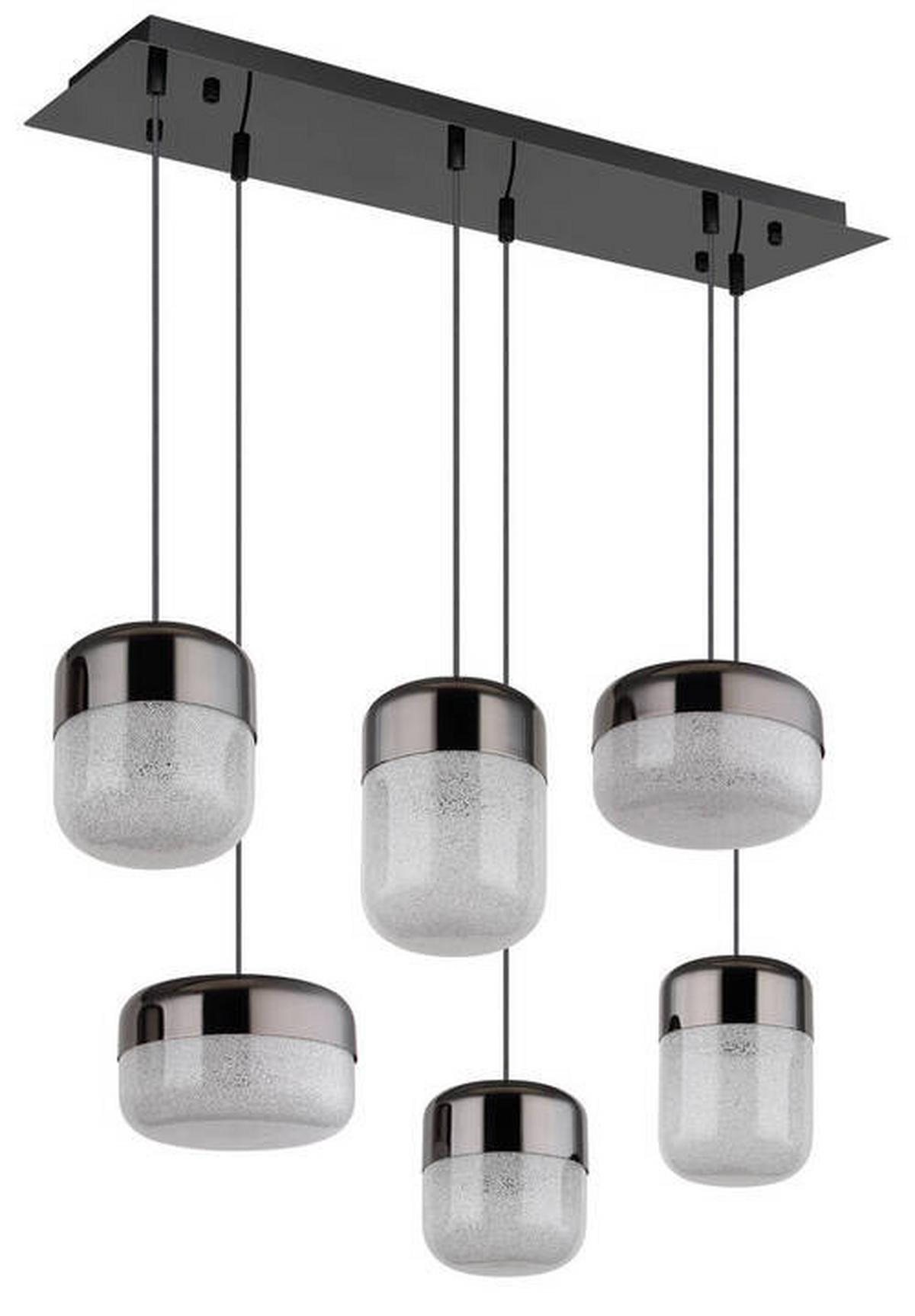 LED-Hängeleuchte Cristallica Graphitfarben max. 60 Watt - Klar/Graphitfarben, Design, Glas/Metall (80/32/150cm) - Globo